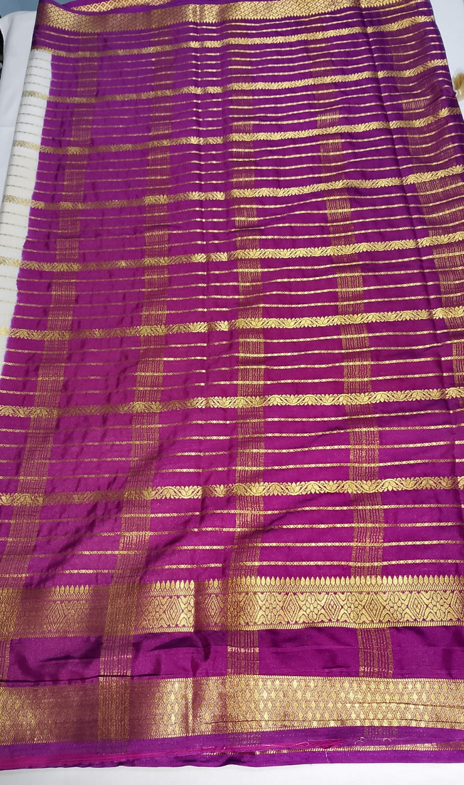 N1161: Ready To Ship Beautiful Mysore Crepe Silk Saree With Stitched Blouse