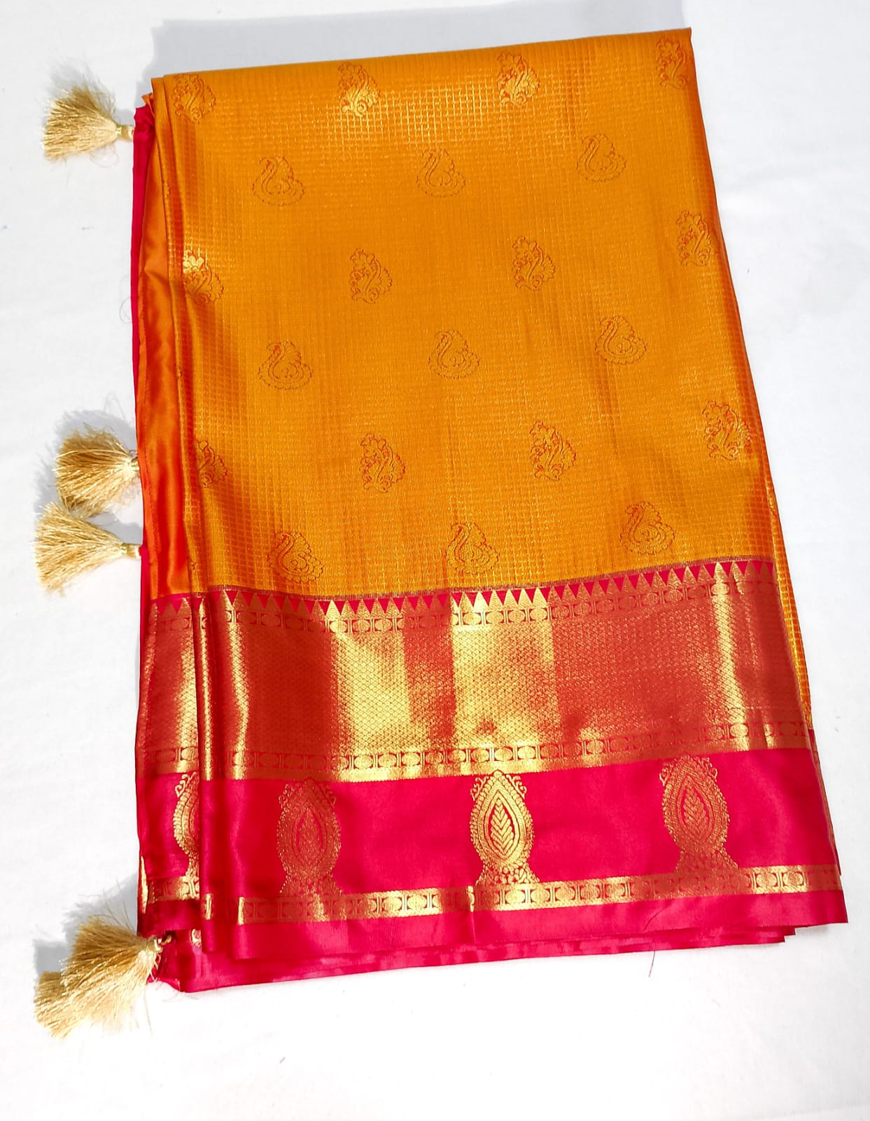 N1180: Ready To Ship Beautiful Semi Kanchipattu Saree With Stitched Embroidery Work Blouse