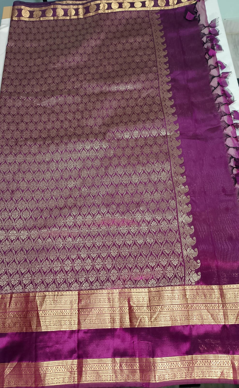 N1183: Ready To Ship Beautiful Pure Kanchipattu Saree With Stitched Embroidery Work Blouse