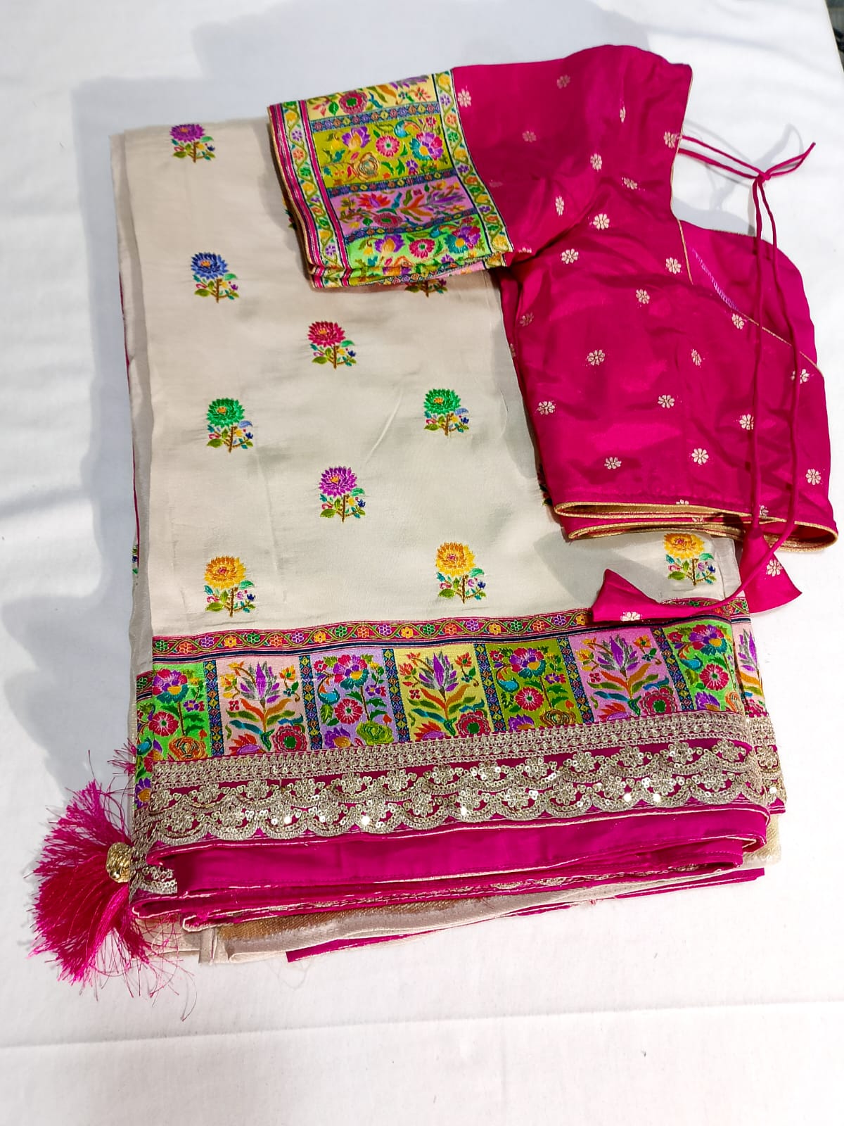 N1182: Ready To Ship Beautiful Saree With Stitched Blouse