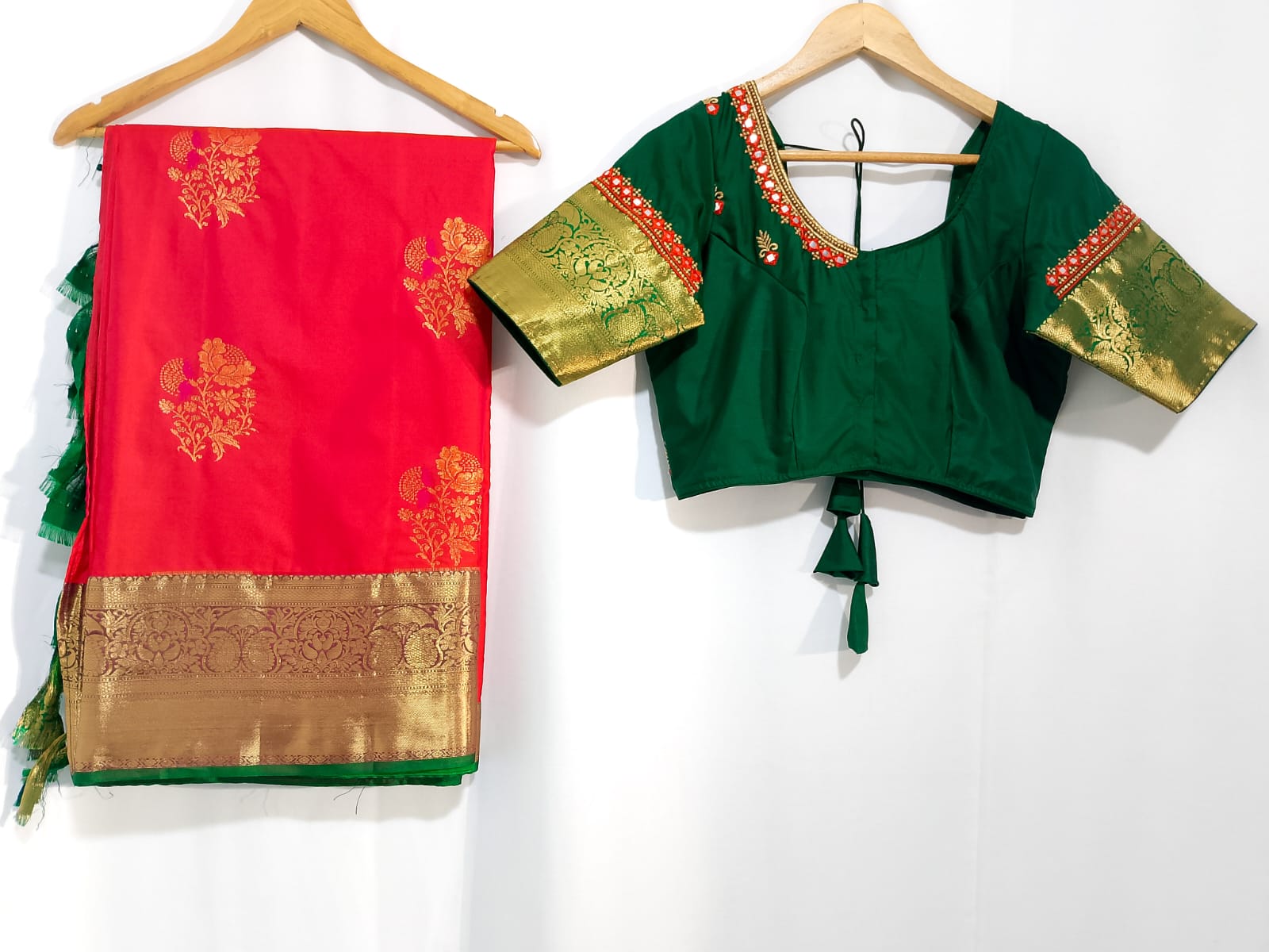 N1181: Ready To Ship Beautiful Semi Kanchipattu Saree With Stitched Embroidery Work Blouse N1181: Ready To Ship Beautiful Semi Kanchipattu Saree With Stitched Embroidery Work Blouse