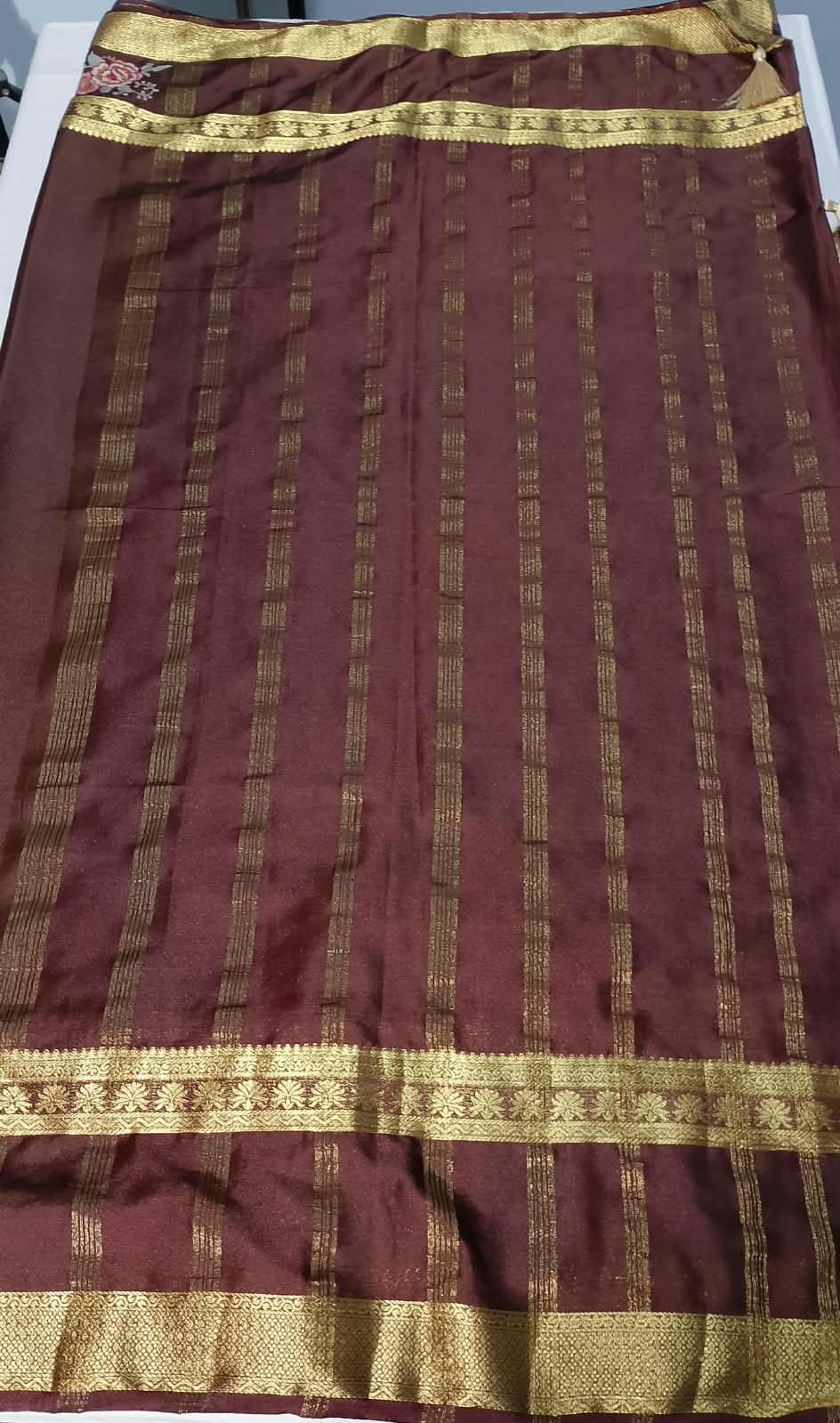 N1272: Ready To Ship Beautiful Mysore Crepe Silk Saree With Stitched Blouse N1272: Ready To Ship Beautiful Mysore Crepe Silk Saree With Stitched Blouse