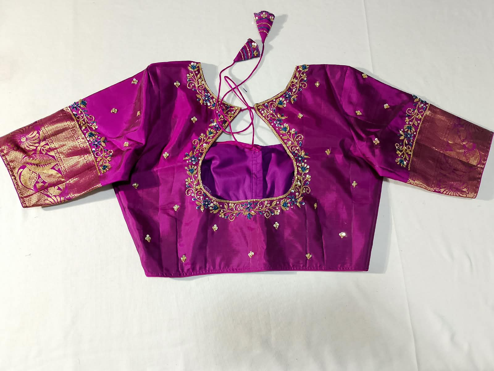 N1294: Ready To Ship Beautiful Pure Kanchipattu Saree With Stitched Maggam Work Blouse N1294: Ready To Ship Beautiful Pure Kanchipattu Saree With Stitched Maggam Work Blouse