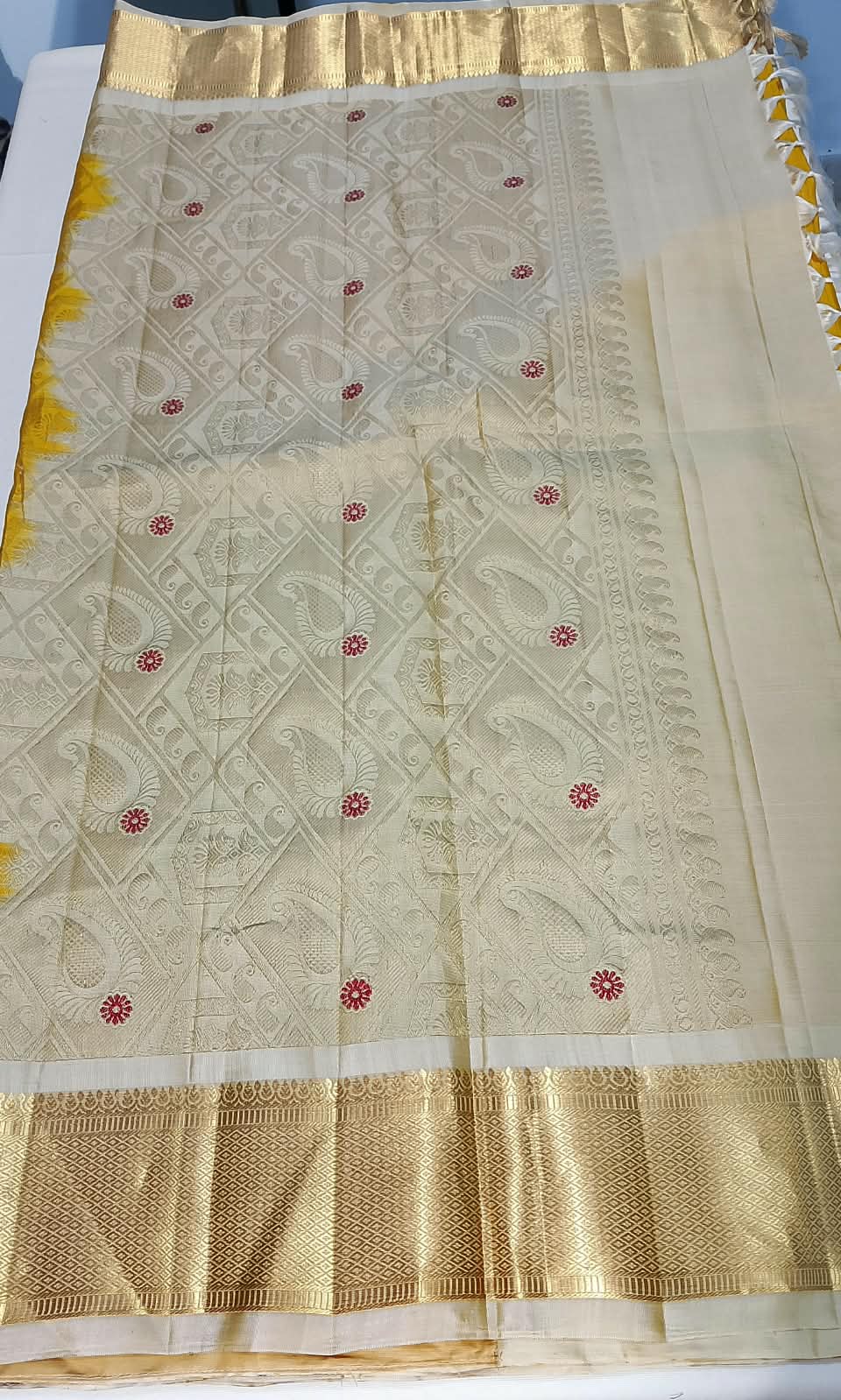 N1295:  Ready To Ship Beautiful Pure Kanchipattu Saree With Stitched Maggam Work Blouse
