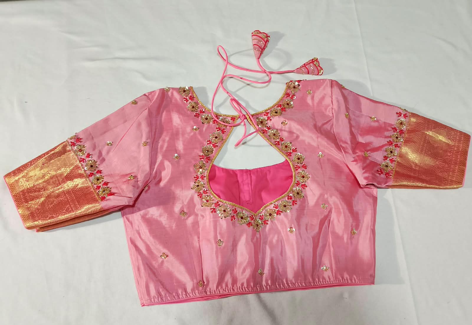 N1296: Ready To Ship Beautiful Pure Kanchipattu Saree With Stitched Maggam Work Blouse N1296: Ready To Ship Beautiful Pure Kanchipattu Saree With Stitched Maggam Work Blouse