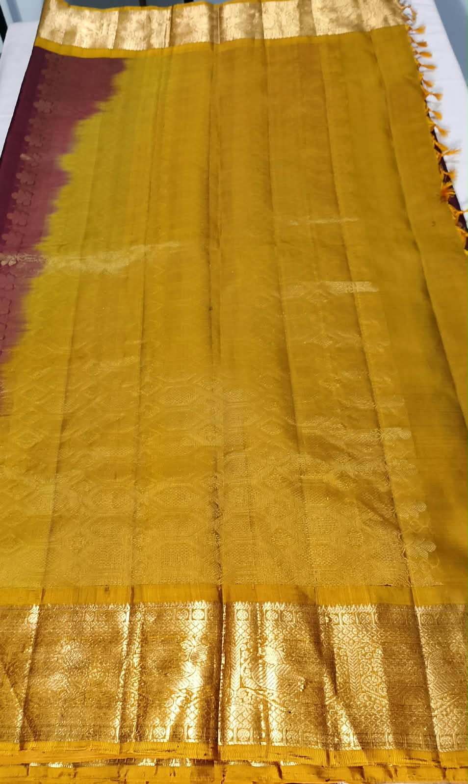 N1297: Ready To Ship Beautiful Pure Kanchipattu Saree With Stitched Maggam Work Blouse