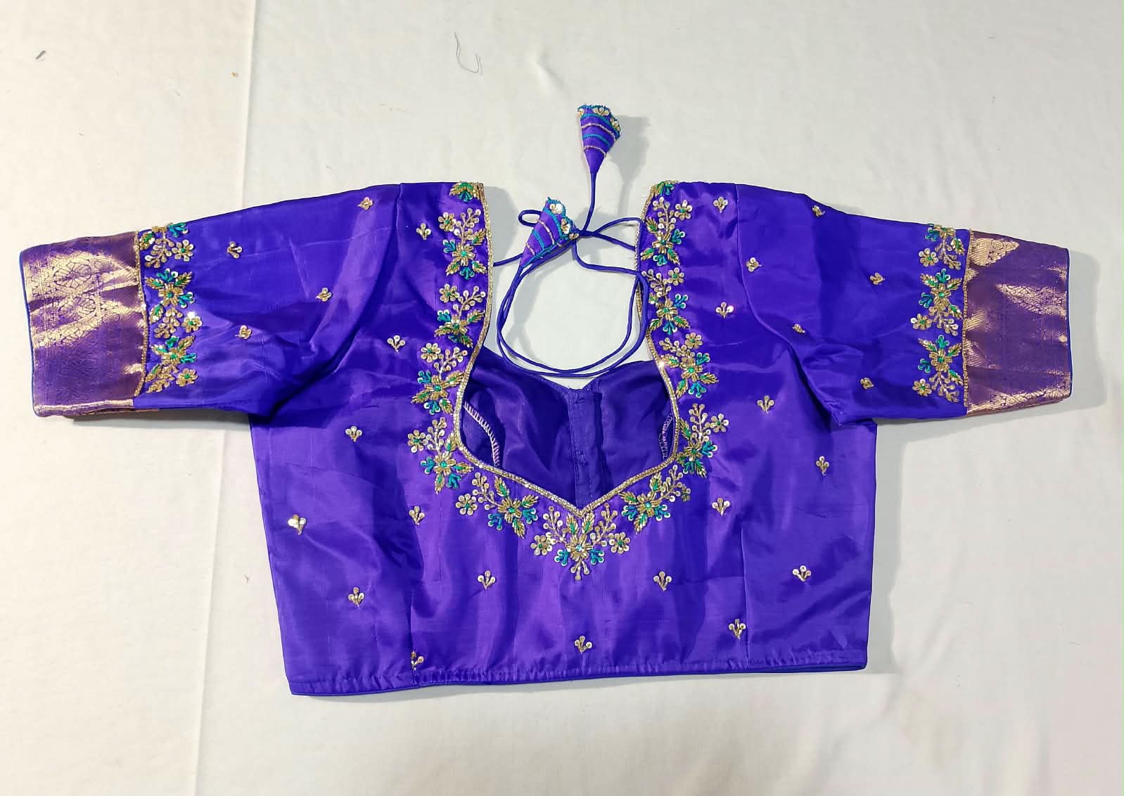 N1299:  Ready To Ship Beautiful Pure Kanchipattu Saree With Stitched Maggam Work Blouse