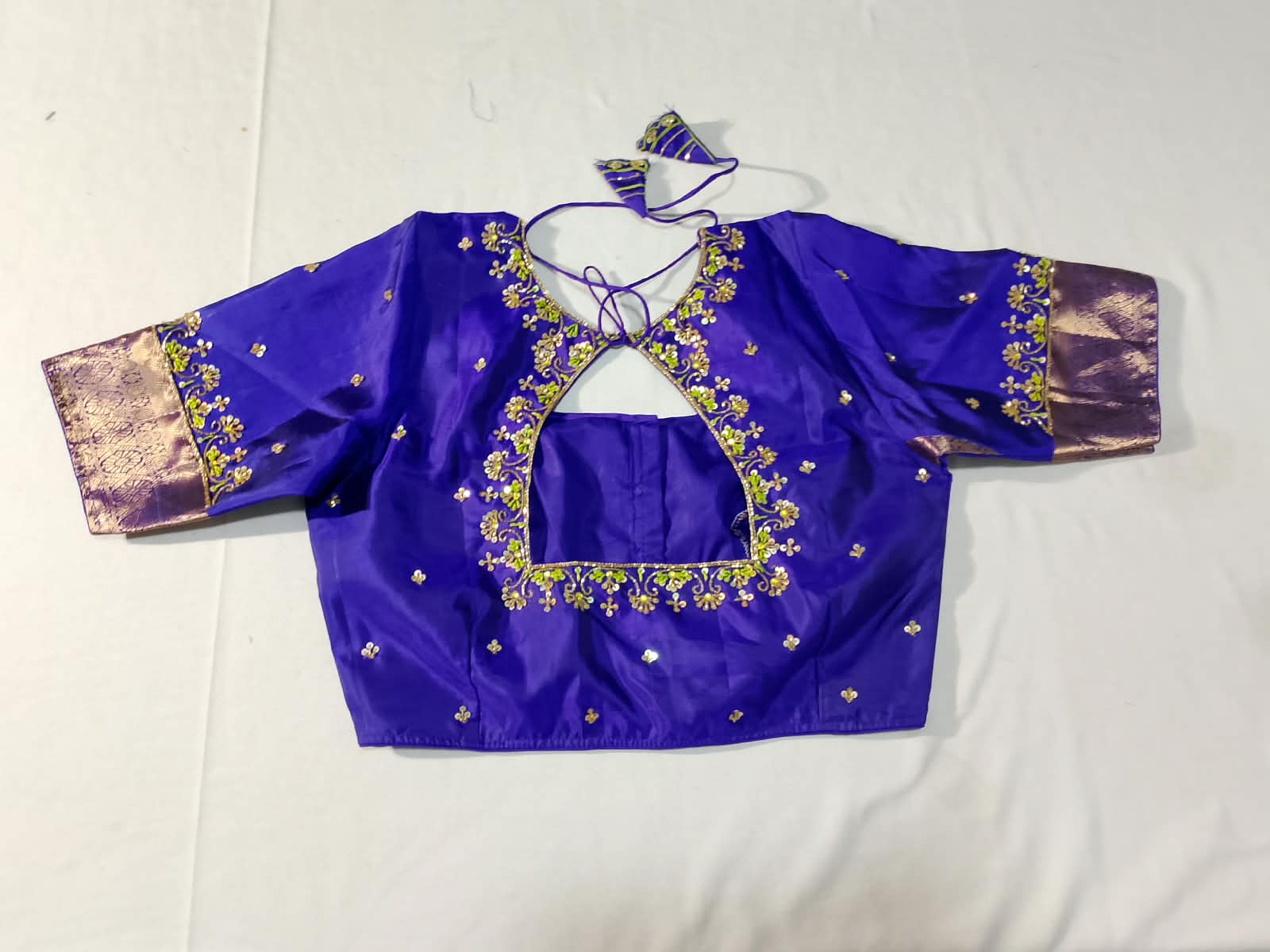 N1301: Ready To Ship Beautiful Pure Kanchipattu Saree With Stitched Maggam Work Blouse