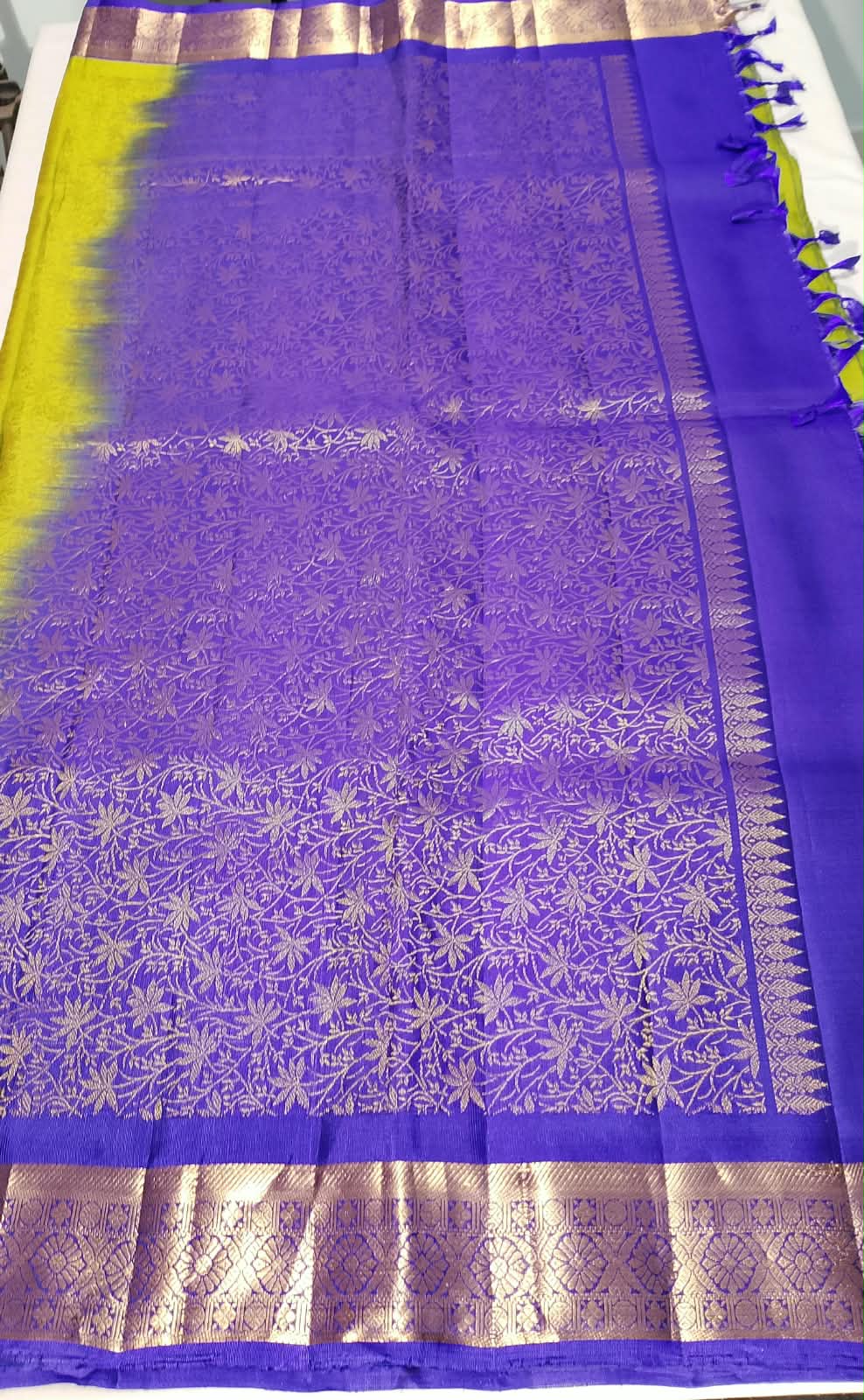 N1301: Ready To Ship Beautiful Pure Kanchipattu Saree With Stitched Maggam Work Blouse