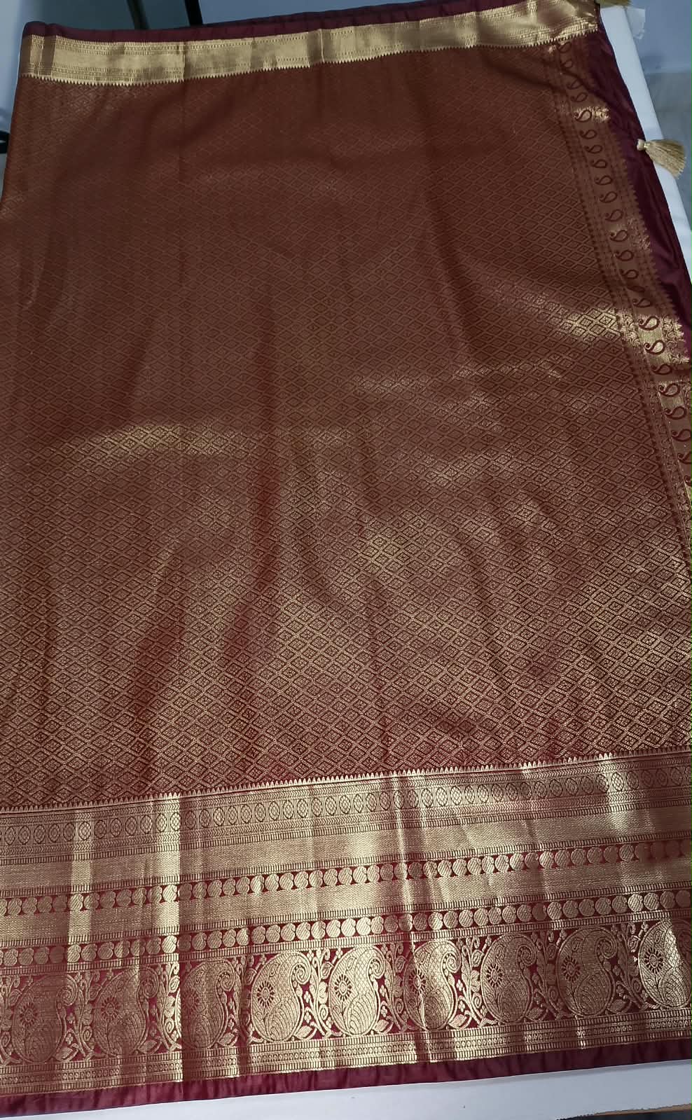 N1368 : Ready To Ship Beautiful Semi Kanchipattu Saree With Stitched Embroidery Work Blouse