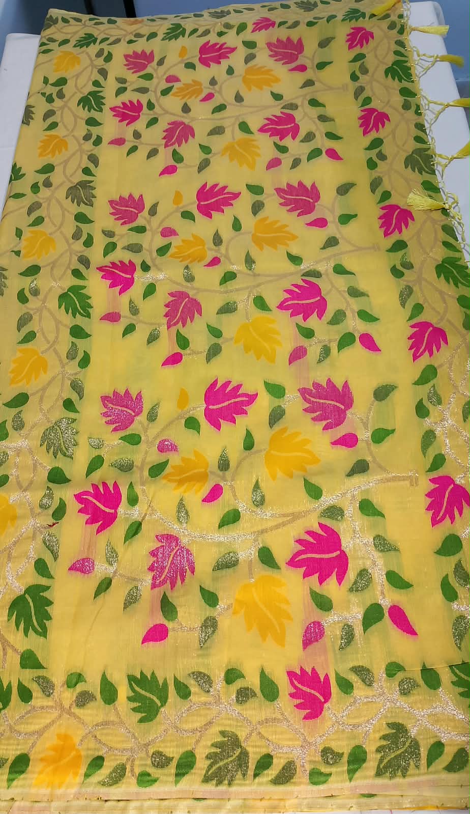N1363 : Ready To Ship Beautiful Lenin Jamdhani Saree With Stitched Blouse N1363 : Ready To Ship Beautiful Lenin Jamdhani Saree With Stitched Blouse