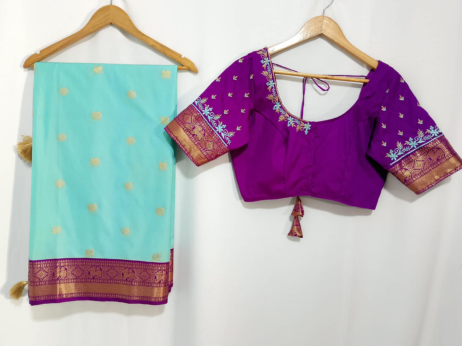 N1370 : Ready To Ship Beautiful Semi Kanchipattu Saree With Stitched Embroidery Work Blouse N1370 : Ready To Ship Beautiful Semi Kanchipattu Saree With Stitched Embroidery Work Blouse