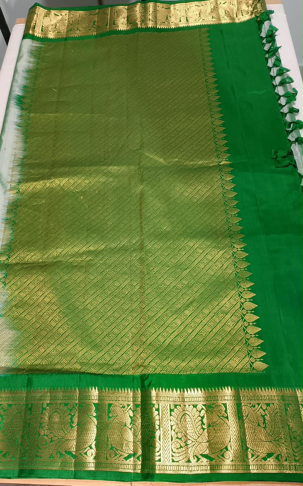N1382 :  Ready To Ship Beautiful Pure Kanchipattu Saree With Stitched Maggam Work Blouse