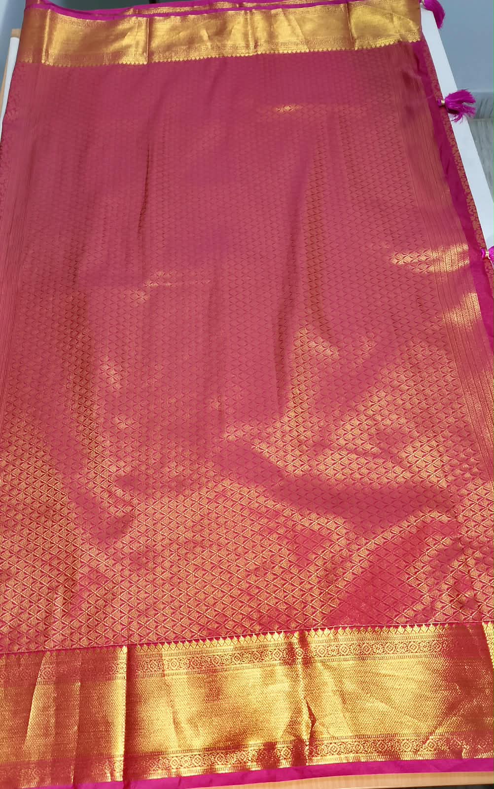 N1420 : Ready To Ship Beautiful Semi Kanchipattu Saree With Stitched Embroidery Work Blouse N1420 : Ready To Ship Beautiful Semi Kanchipattu Saree With Stitched Embroidery Work Blouse