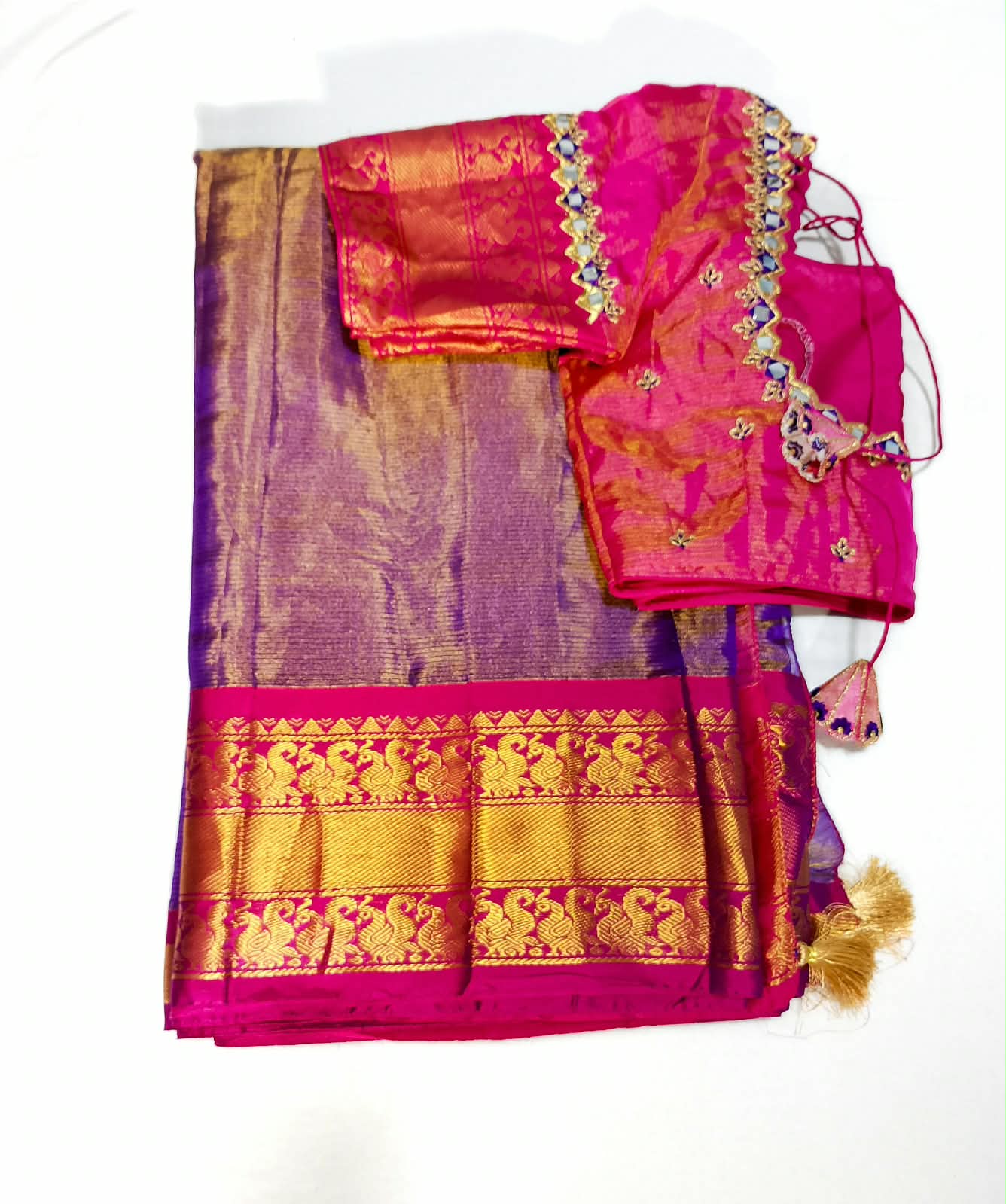 N1421 : Ready To Ship Beautiful Uppada Tissue Silk Saree With Stitched Embroidery Work Blouse N1421 : Ready To Ship Beautiful Uppada Tissue Silk Saree With Stitched Embroidery Work Blouse