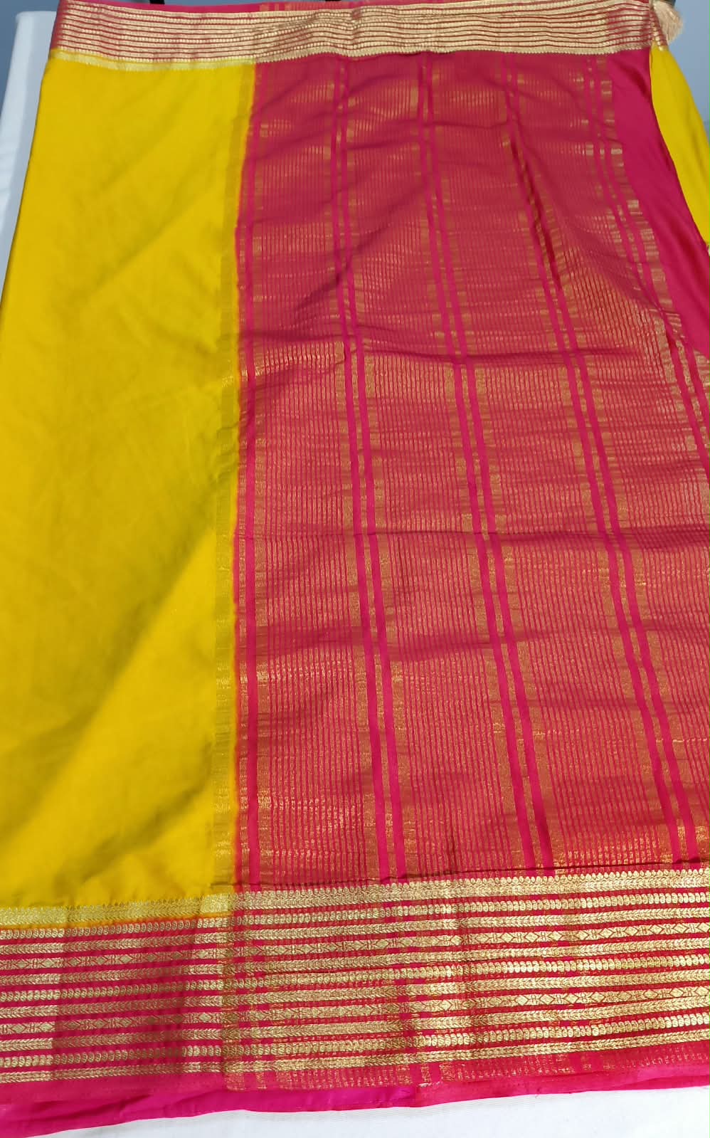 N1482 : Ready To Ship Beautiful Mysore Crepe Silk Saree With Stitched Blouse