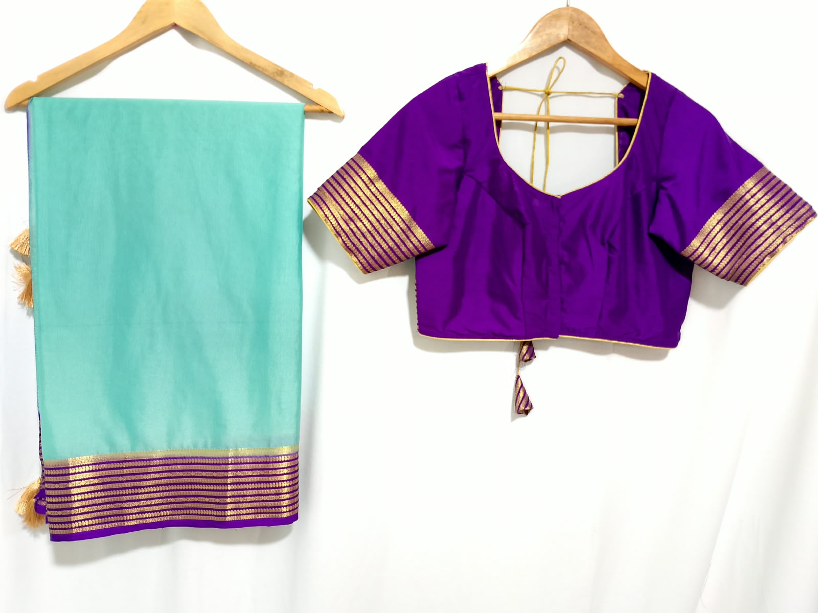 N1480 : Ready To Ship Beautiful Mysore Crepe Silk Saree With Stitched Blouse