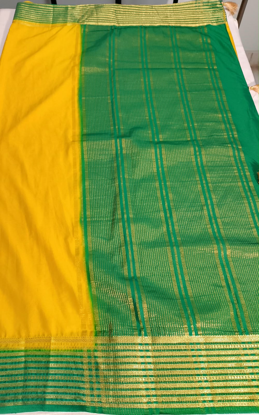 N1483 : Ready To Ship Beautiful Mysore Crepe Silk Saree With Stitched Blouse