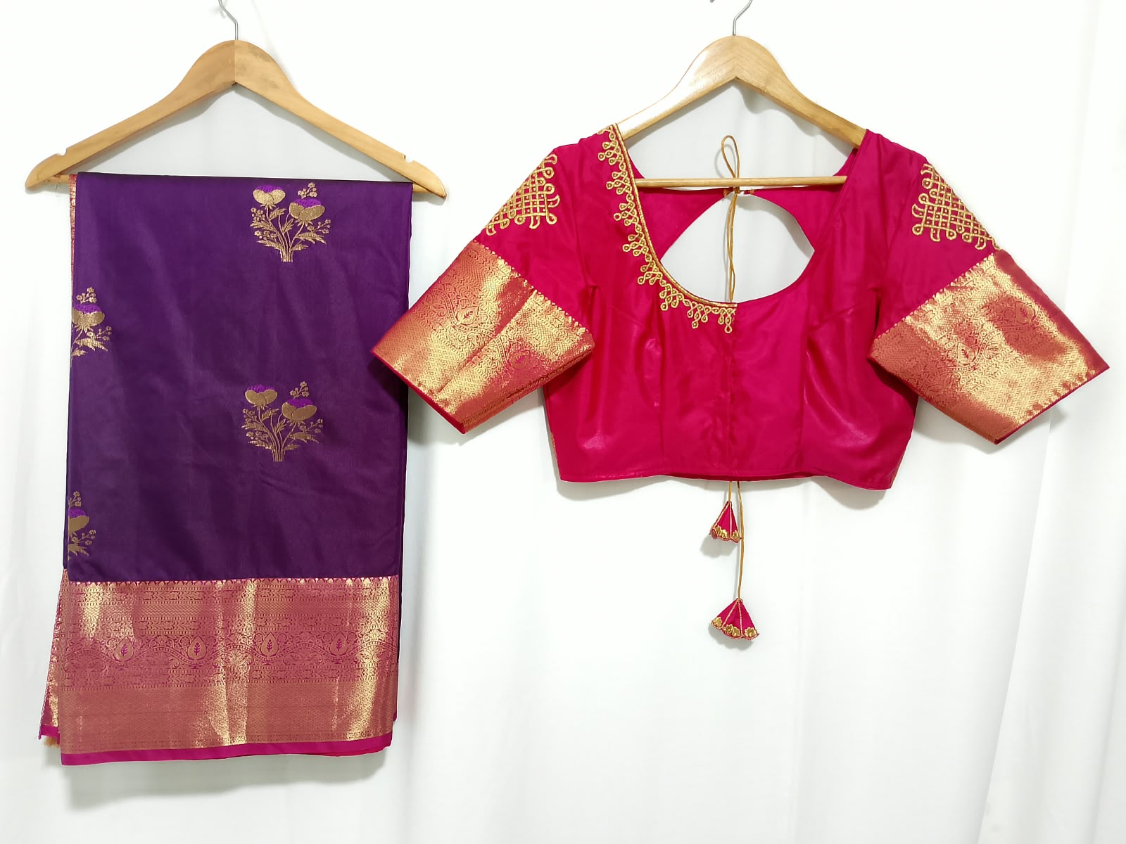 N1496 : Ready To Ship Beautiful Semi Kanchipattu Saree With Stitched Embroidery Work Blouse N1496 : Ready To Ship Beautiful Semi Kanchipattu Saree With Stitched Embroidery Work Blouse