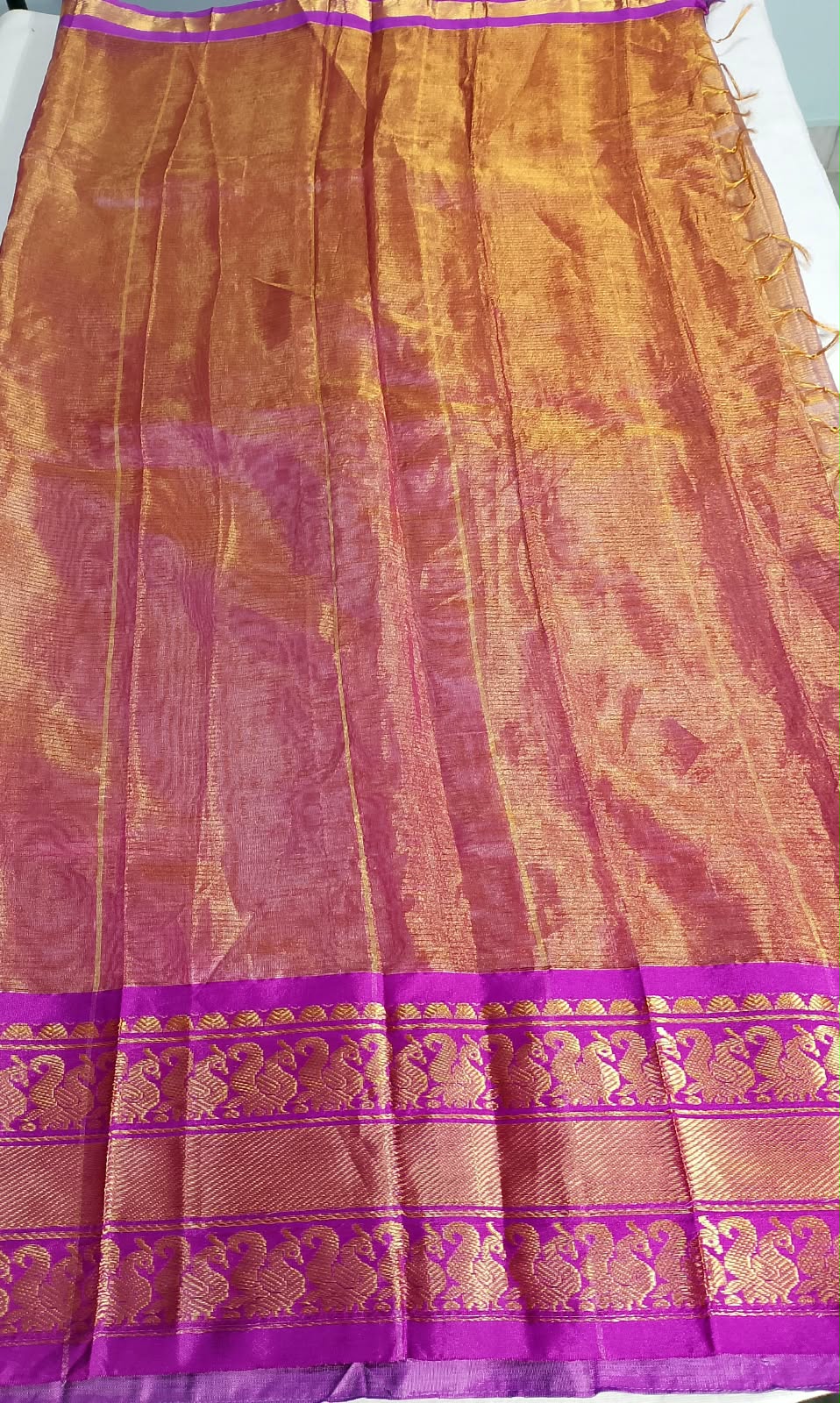 N1534 : Ready To Ship Beautiful Mangalagiri Tissue Silk Saree With Stitched Embroidery Work Blouse