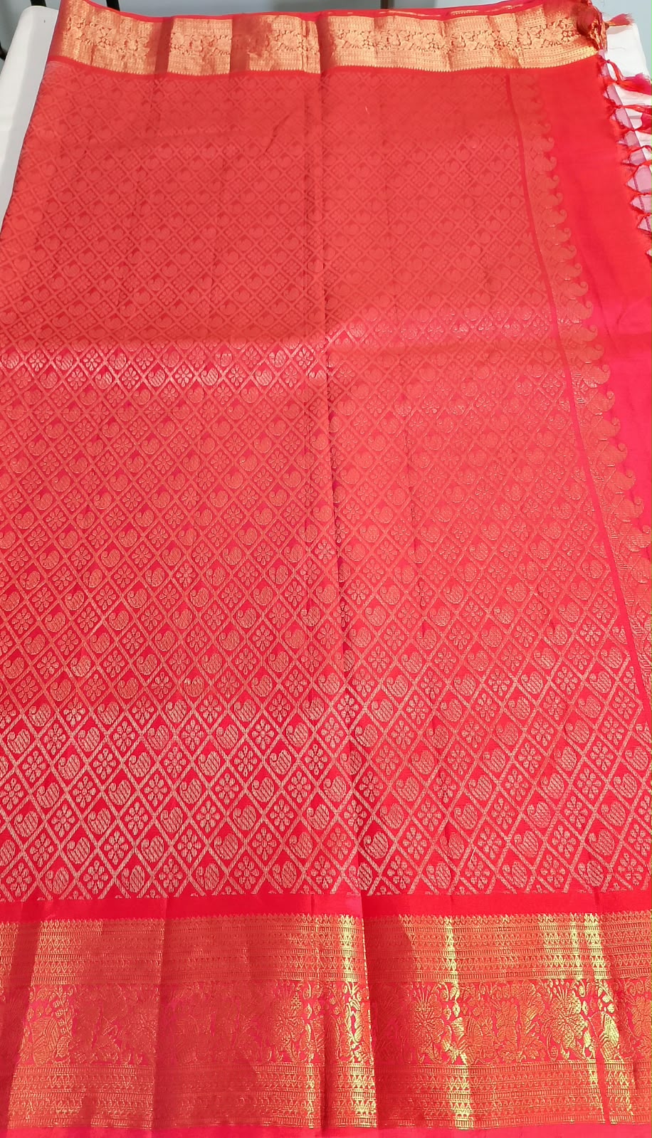 N1521 : Ready To Ship Beautiful Pure Kanchipattu Saree With Stitched Maggam Work Blouse