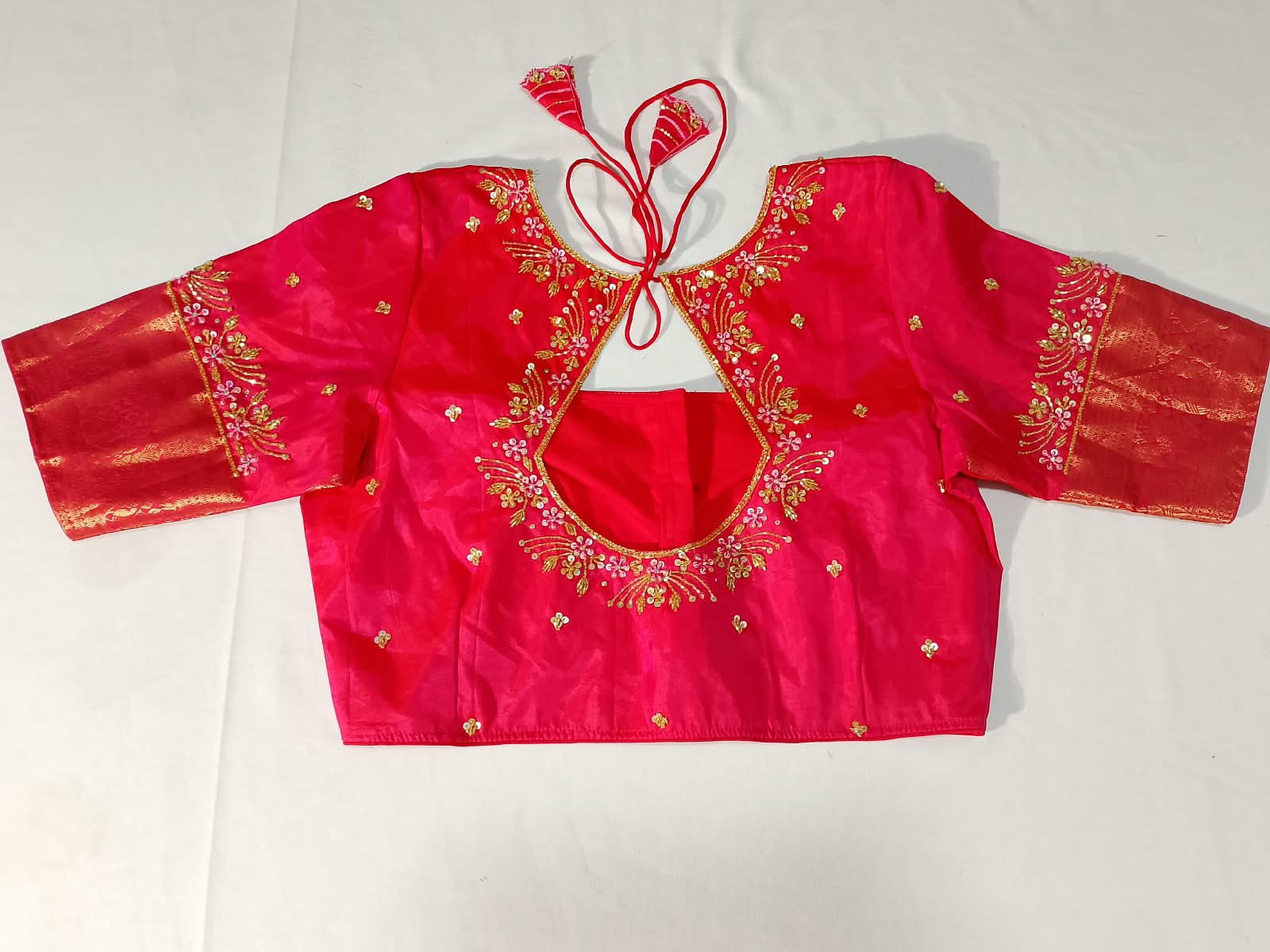 N1521 : Ready To Ship Beautiful Pure Kanchipattu Saree With Stitched Maggam Work Blouse