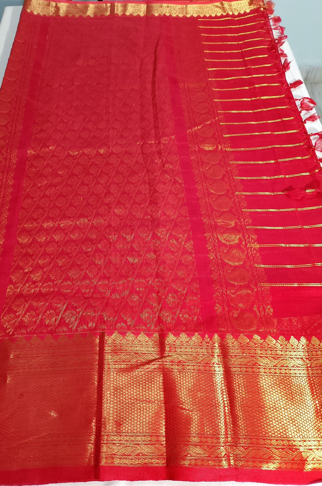 N1541 : Ready To Ship Beautiful Mangalagiri Saree With Stitched Embroidery Work Blouse