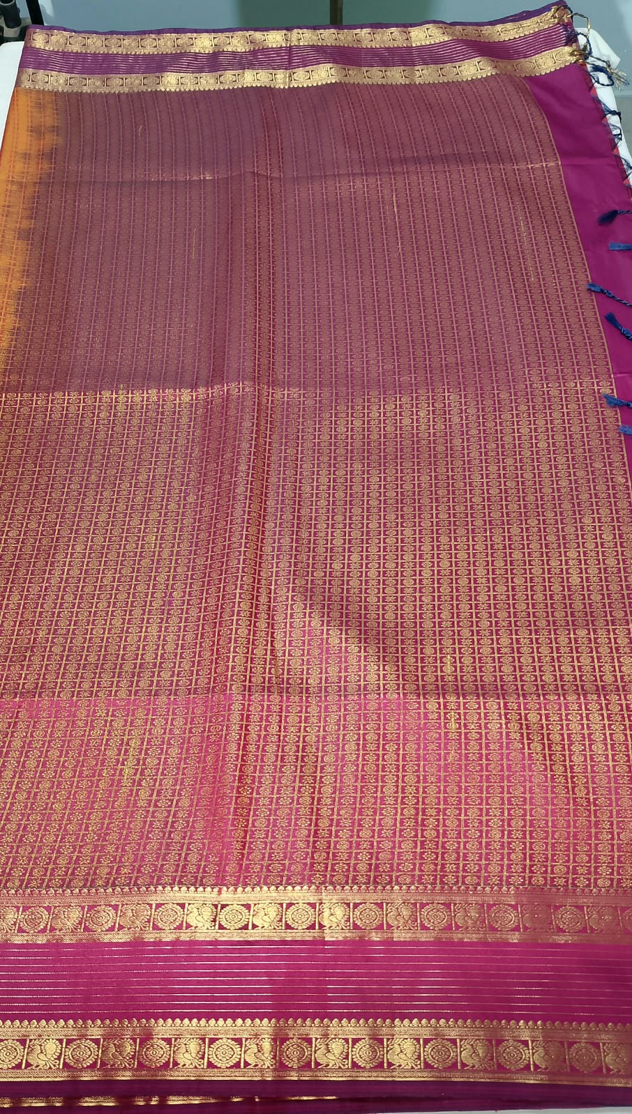 N1615 :  Ready To Ship Beautiful Semi Kanchipattu Saree With Stitched Blouse
