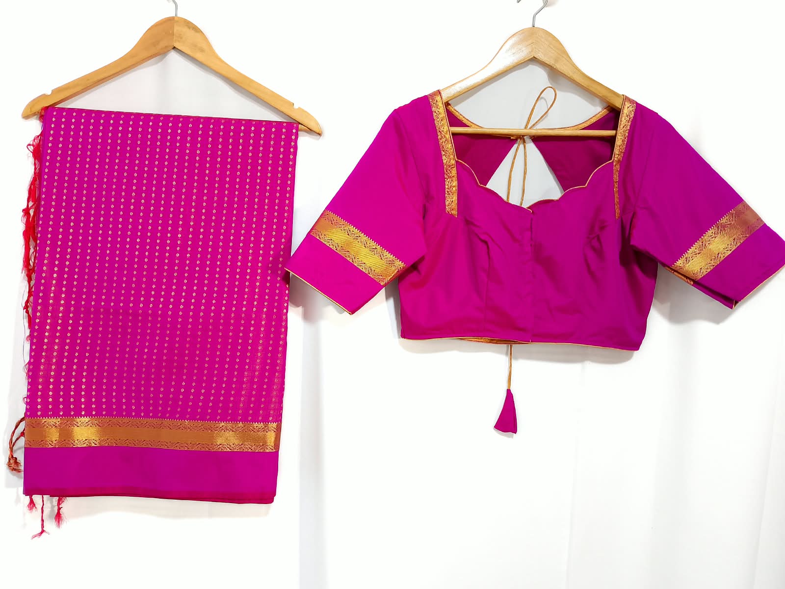 N1613 : Ready To Ship Beautiful Semi Kanchipattu Saree With Stitched Blouse