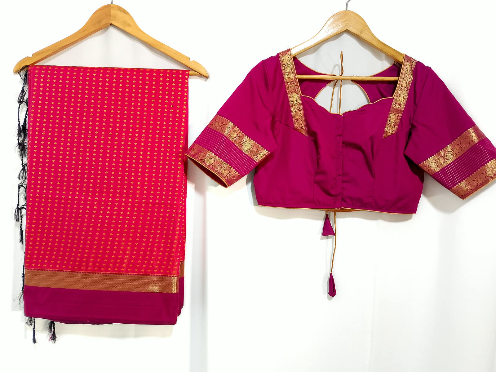 N1616 : Ready To Ship Beautiful Semi Kanchipattu Saree With Stitched Blouse