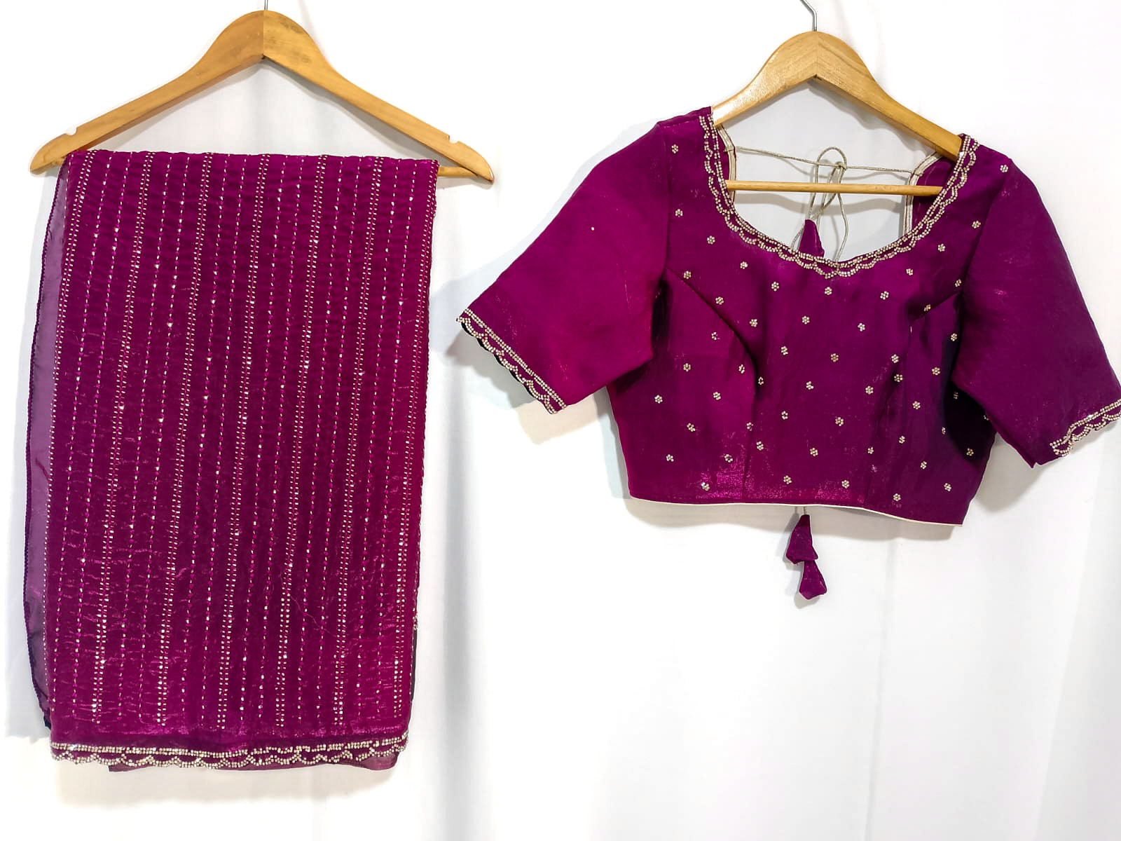 N1675 : Ready To Ship Beautiful Space Silk Saree With Stitched Blouse N1675 : Ready To Ship Beautiful Space Silk Saree With Stitched Blouse