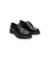Black Leather Derby Shoes | Chunky Sole Lace-Up Oxford Shoes