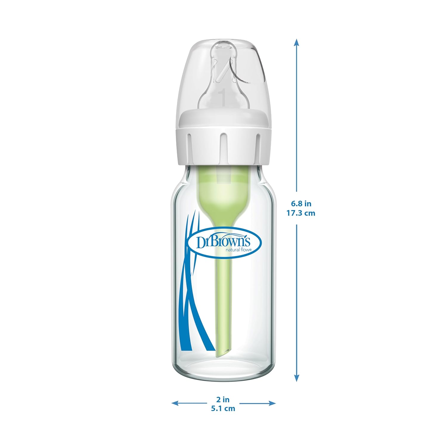 Dr Browns Narrow Neck Glass Baby Bottle 4 oz (w/ Slow Flow Nipple)