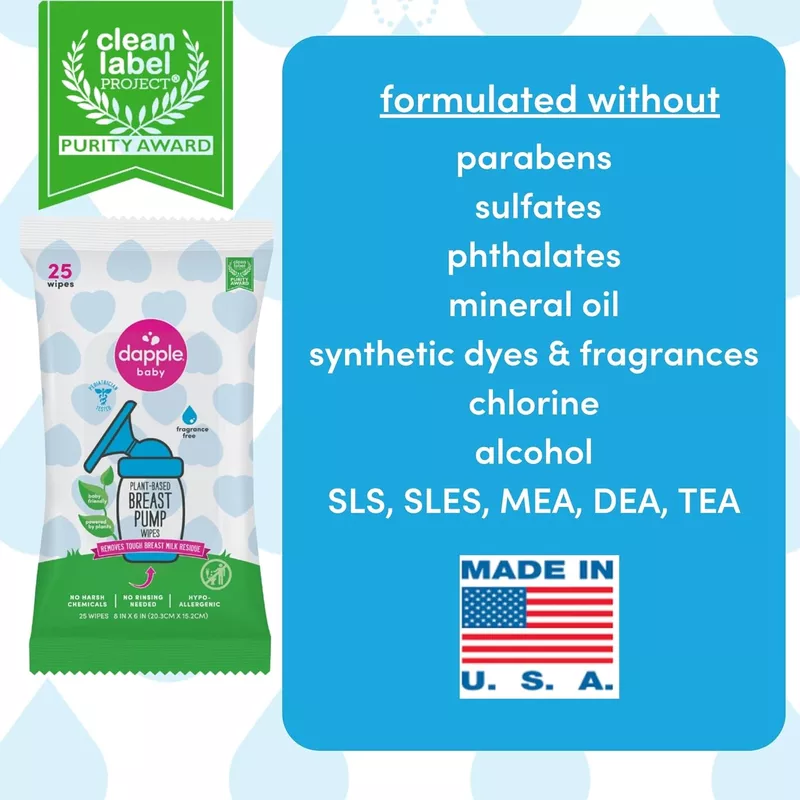 Dapple Breast Pump Wipes Plant Based 25ct