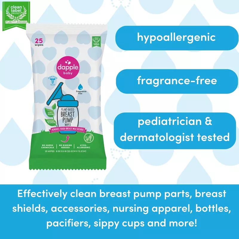 Dapple Breast Pump Wipes Plant Based 25ct