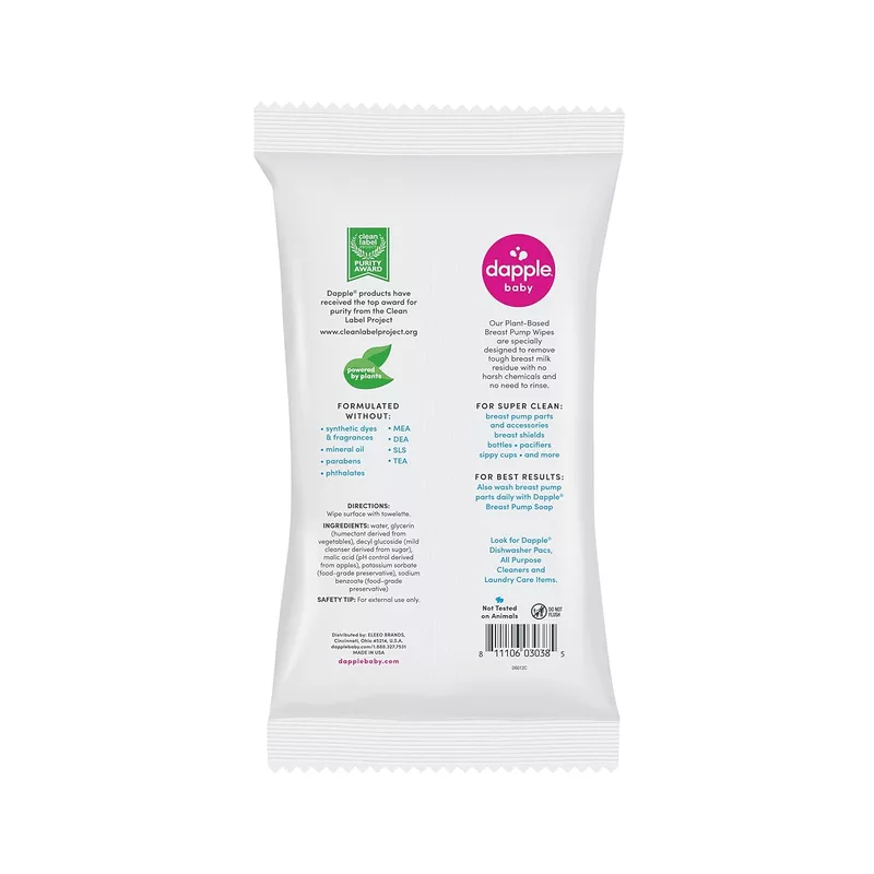 Dapple Breast Pump Wipes Plant Based 25ct