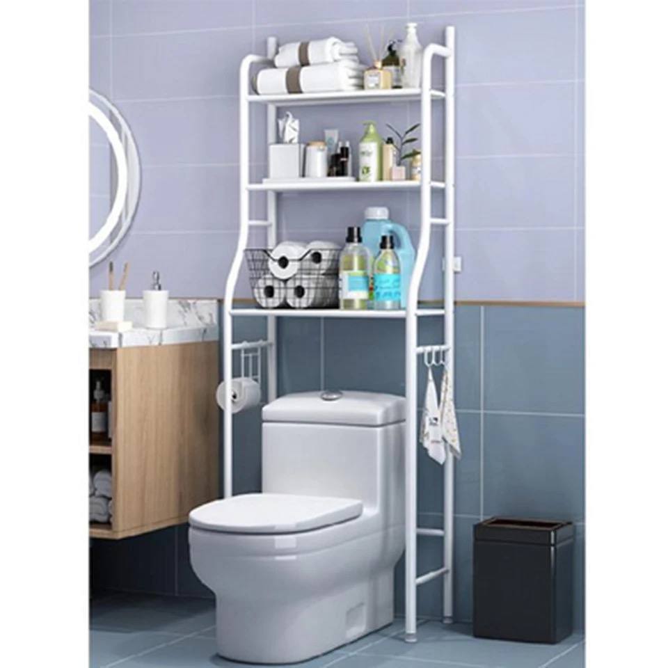 3LAYERS TOILET AND BATHROOM STORAGE RACK WITH HANGING HOOKS
