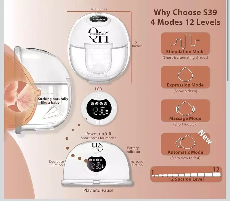 S39 WEARABLE BREAST PUMP