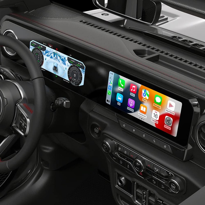 Android Car Radio & Digital Cluster for Jeep Wrangler JL/Gladiator JT 2018–2023 | 8+128GB GPS Stereo Navigation Unit (Grey)