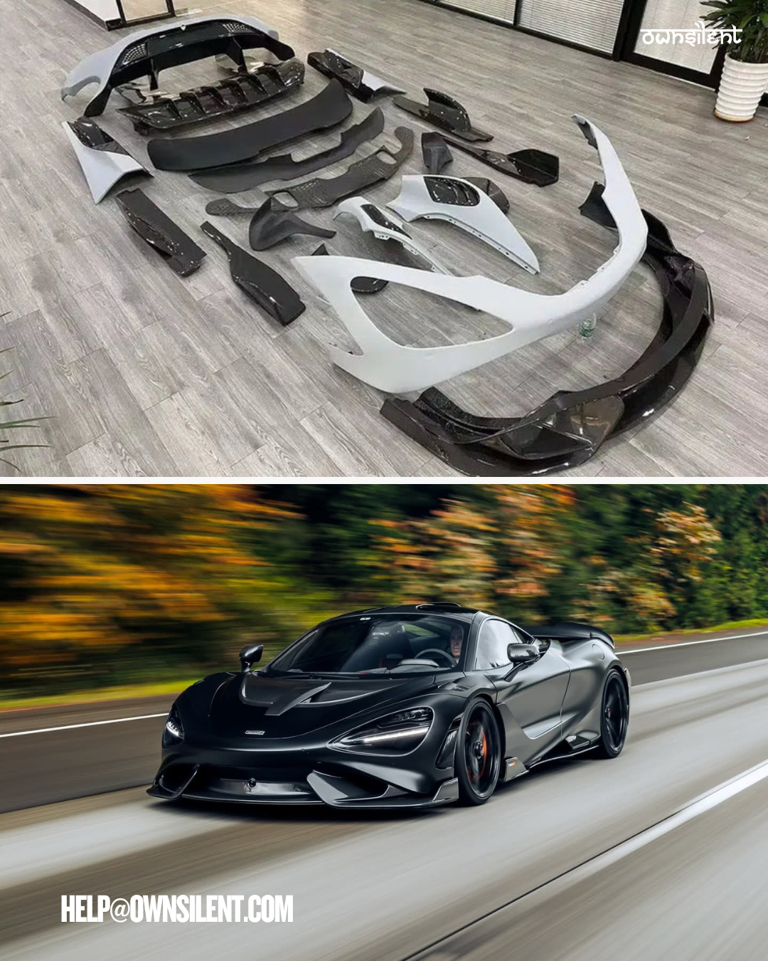 McLaren 720S to 765LT Full Carbon Fiber Body Kit Upgrade