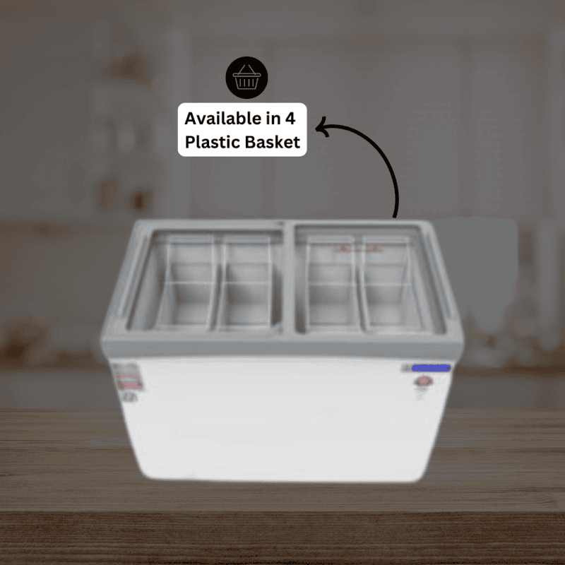 Blue Star glass top Deep Freezer 350 Litre Price with 4 Plastic Basket