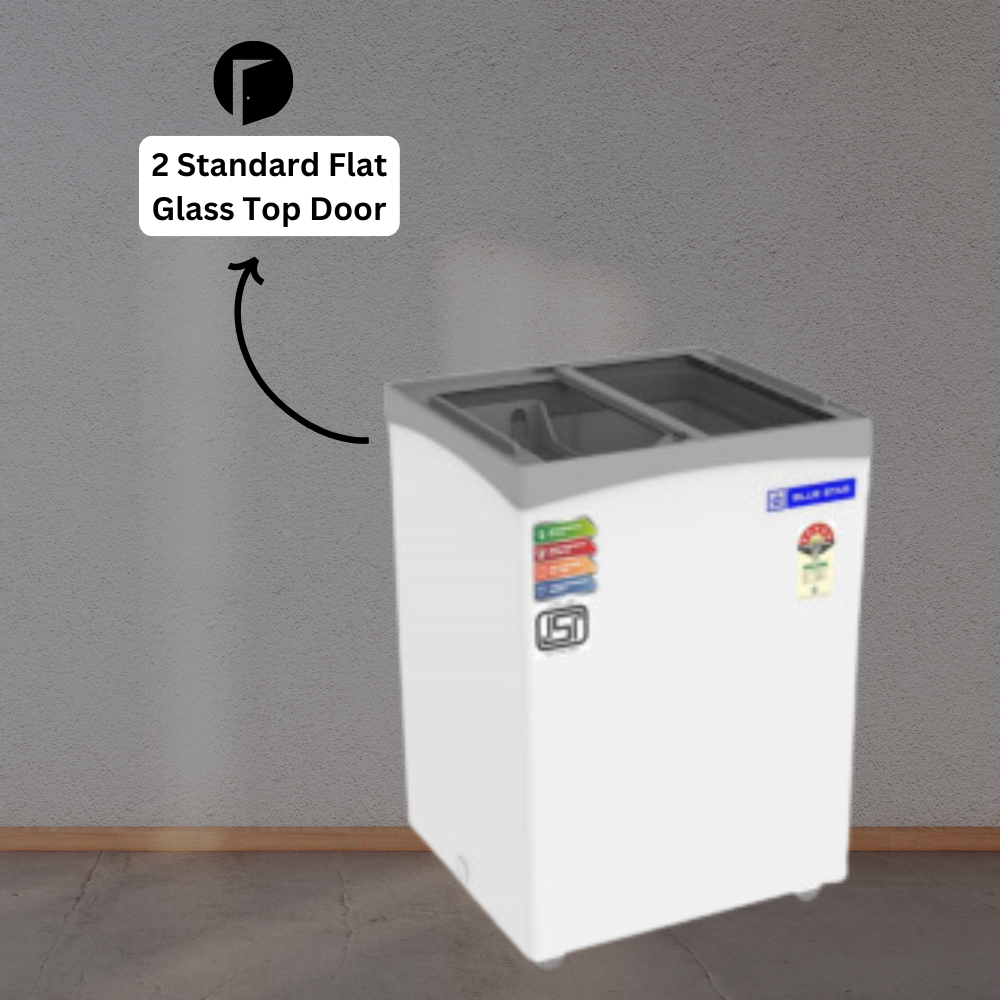 Blue Star Flat Glass Top Deep Freezer GT5-130NP with 2 Standard glass door