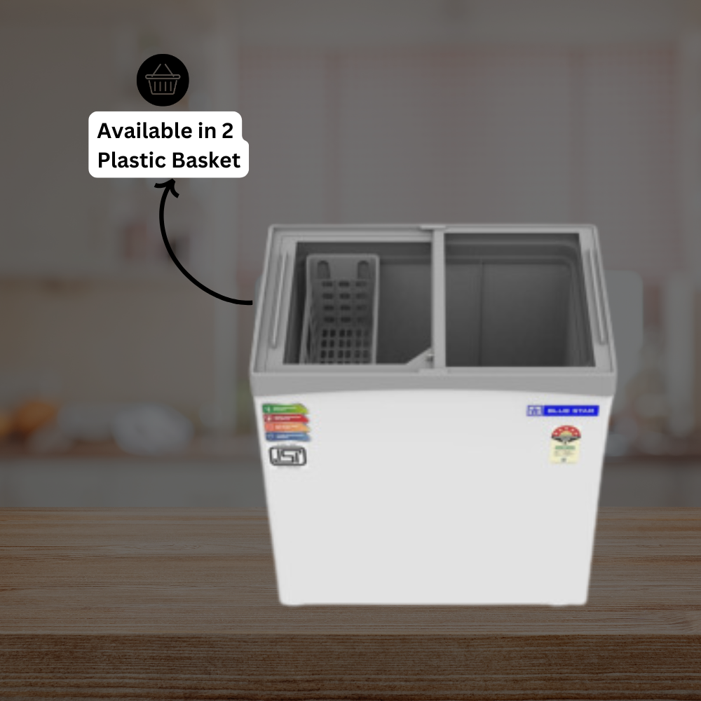 Blue Star Flat Glass Top Deep Freezer-GT5-230NP with 2 Plastic Basket Blue Star Flat Glass Top Deep Freezer-GT5-230NP with 2 Plastic Basket