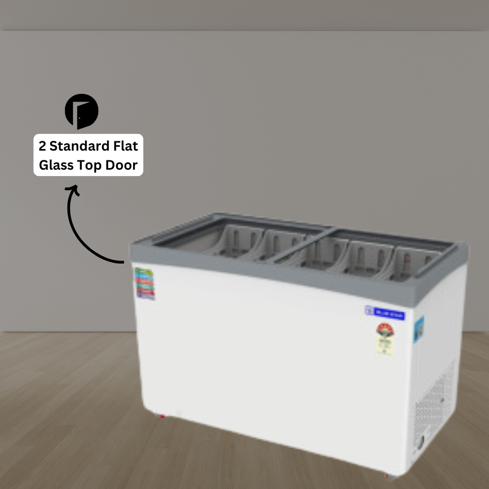 Blue Star Flat Glass Top Deep Freezer-GT5-410NP Available in 2 Glass Door