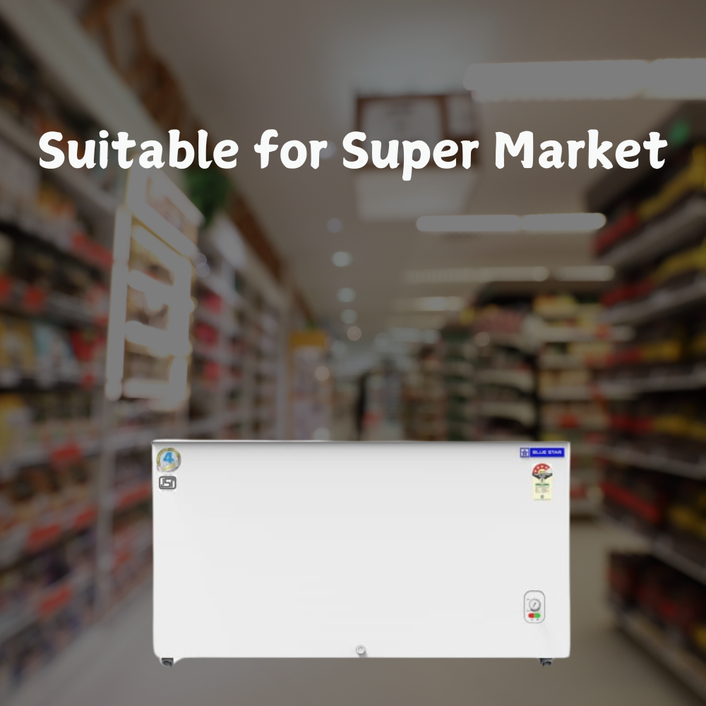 Suitable for Super Market:  Blue Star Flat glass top GT4-500M Deep Freezer Suitable for Super Market:  Blue Star Flat glass top GT4-500M Deep Freezer