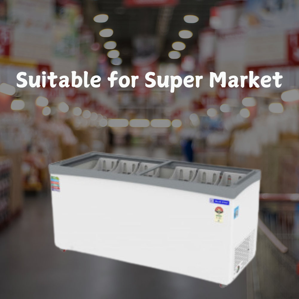 Suitable for Super Market: Blue Star Flat glass top GT5-475NP Deep Freezer Suitable for Super Market: Blue Star Flat glass top GT5-475NP Deep Freezer