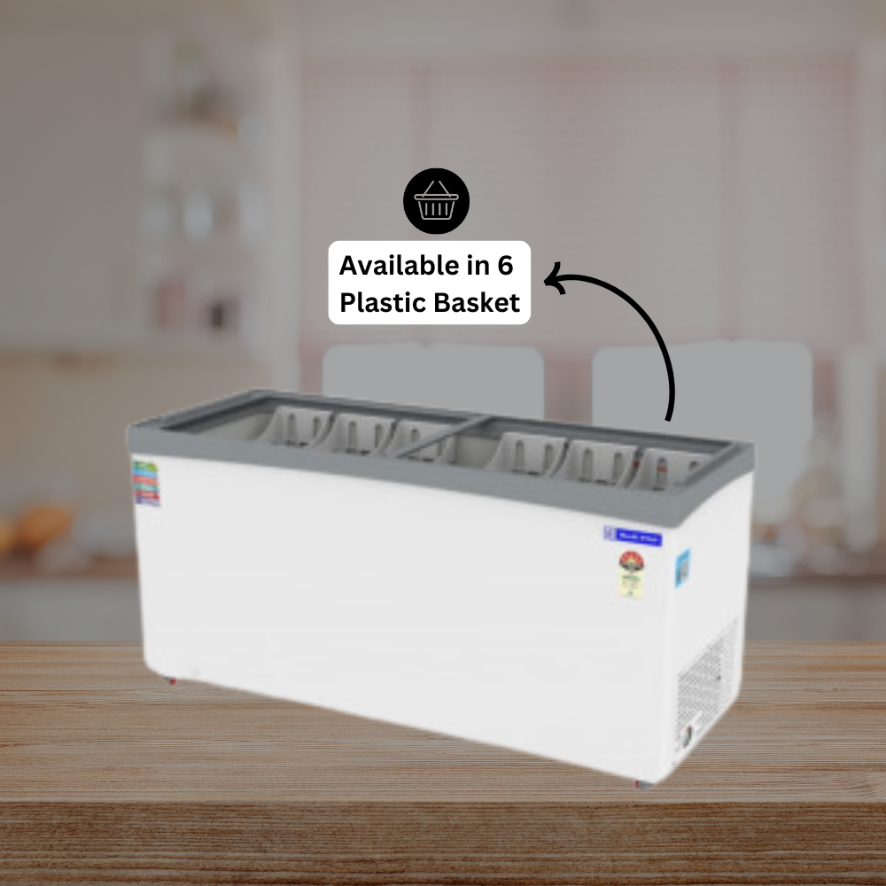 Blue Star Flat glass top GT5-475NP Deep Freezer with 6 Plastic Basket