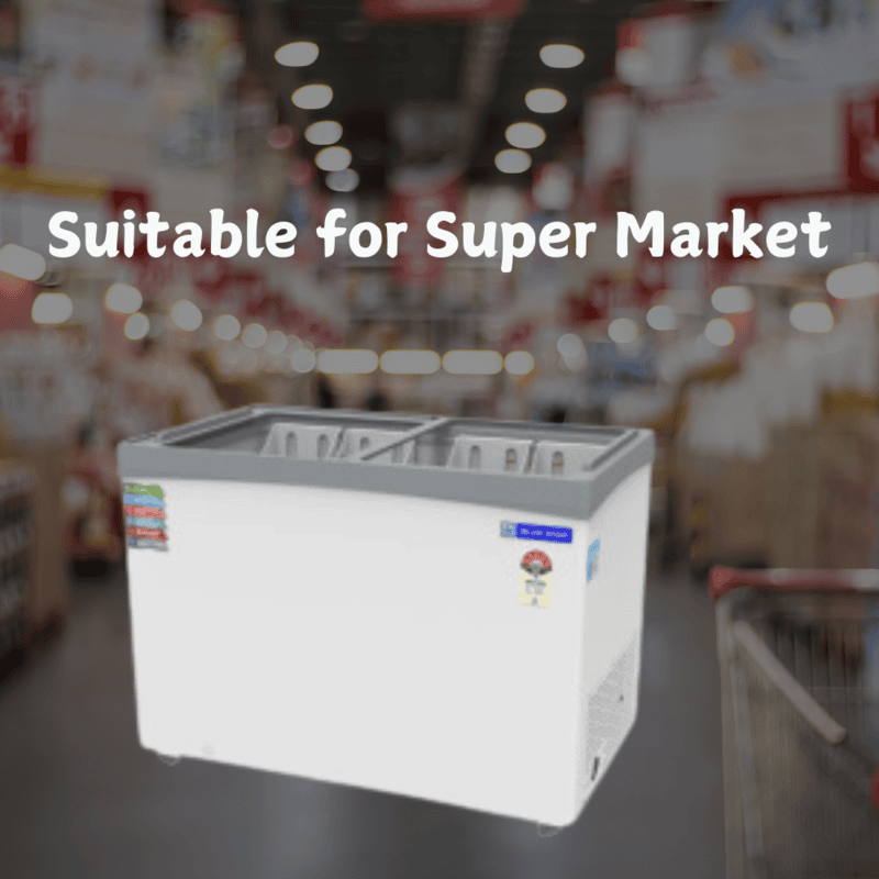 Suitable for Super Market: Blue Star glass top Deep Freezer 350 Litre Price