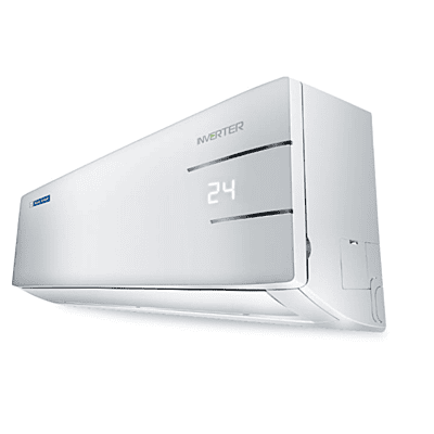 Close-up of the Blue Star IC518YNUR indoor unit, showing its sleek design and display panel.