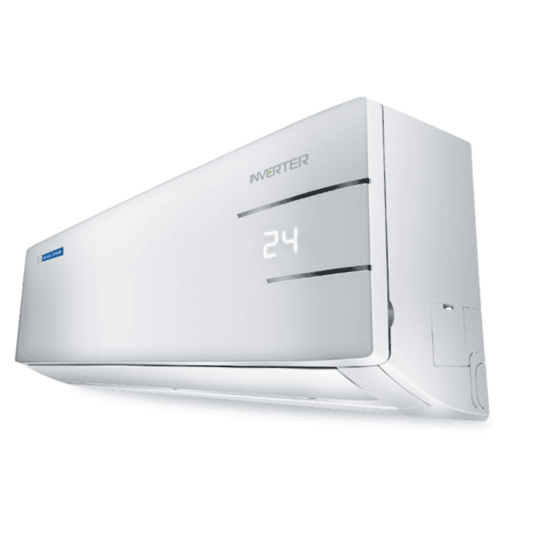 Close-up of the Blue Star IC512YNURS indoor unit, showing its sleek design and display panel.